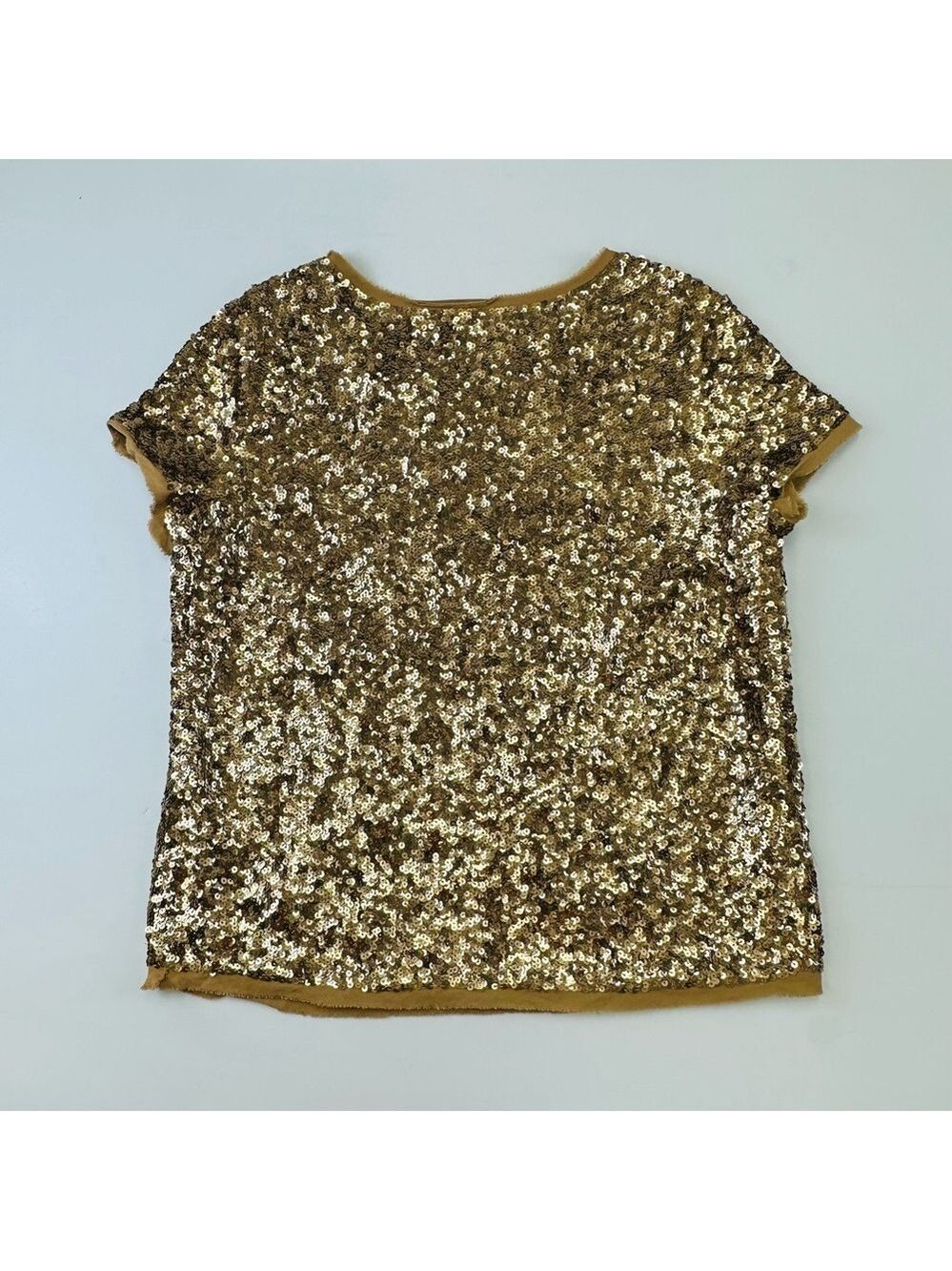 Talbots gold sequin top Womens Size 12 short sleeve Cocktail Party Fancy - Picture 6 of 8